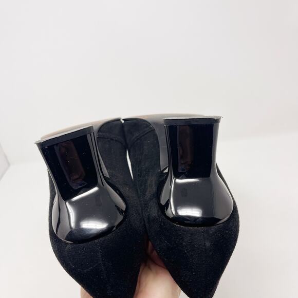 Stuart Weitzman Womens 9.5 Black Suede Mary Jane Pump Heels Square Toe Vintage - Picture 12 of 15